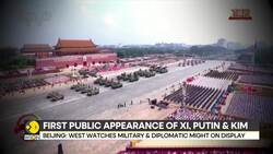 Xi Jinping flanked by Vladimir Putin and Kim Jong-Un | Trump cries anti-U.S. conspiracy News Clip