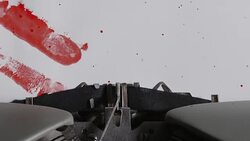 Typewriter spelling crime scene on paper stained with bloody fingerprints Stock Footage