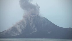 Volcanic Ash Drifts From Krakatau Volcano After Explosive Eruption Stock Footage