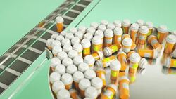 Pills and drugs production line and choosing right one with alpha Stock Footage