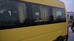 CLEAN : Ukrainians board Chisinau-bound bus at Ukraine-Moldova border News Clip