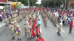 CLEAN : Pro-government demonstrators prepare to march in Caracas News Clip