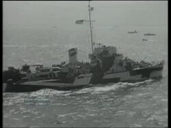 Germans prepare for the invasion on the Atlantic Wall, counter attack with naval guns. Allied troops embark on landing craft. Normandy, 1944. Stock Footage