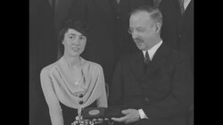 Gilbert Grosvenor of National Geographic Society presents Anne Lindbergh with Hubbard Medal News Clip