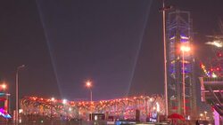 CLEAN : Beijing 2022: Sphere of light above National Stadium during closing ceremony rehearsal News Clip