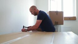 Building a Wardrobe in New Home Stock Footage