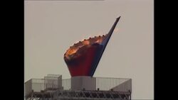 Olympic flame above stadium at the 1996 Summer Olympics in Atlanta News Clip