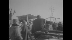 US Vice Pres. Richard Nixon and S. Korean Pres. Syngman Rhee watch military parade at front line in Korea News Clip