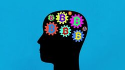 Multi colored bitcoin thoughts Stock Footage