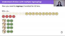 Divide using partitioning and representations (multiple regroups and remainder) Instructional Video