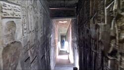 Egypt, Dendara Temple - Corridor to the lower level Stock Footage