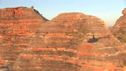 Helicopter shadow on the Bungle Bungle Range, Purnululu National Park, Australia Stock Footage