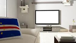 Couch and TV With Flag of Cape Verde Stock Footage