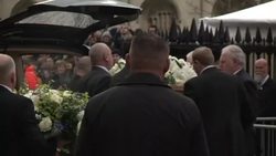 CLEAN : Cambridge: Stephen Hawking's coffin leaves church News Clip
