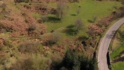 Drone aerials over North Wales countryside and farmland News Clip