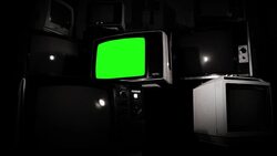 Vintage Tv With Green Screen. Black And White Shot. Stock Footage