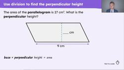 Use the area of a parallelogram formula to calculate unknown measurements Instructional Video