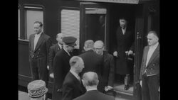 Italian President Giovanni Gronchi and Italian Foreign Minister Gaetano Martino greeted by Rene Coty at Paris train station News Clip