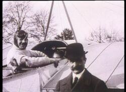 Pilots and designers experiment with very early aircraft prototypes, 1900s. One crashes. Stock Footage