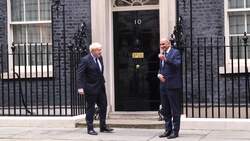 Boris Johnson greets Slovenian Prime Minister at Downing Street News Clip