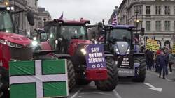 Tractors gather outside Parliament as 'RIP British Farming' protest takes place News Clip