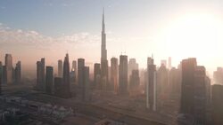 Dubai From the Sky: The Towering Elegance of Burj Khalifa Stock Footage