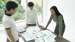 Business people meeting team together. Businessman and businesswoman sharing ideas together. concept of productivity development, analysis planning and creativity. Stock Footage