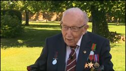 UK: Interview with war veteran Captain Tom Moore about being given a knighthood, Part Three. News Clip
