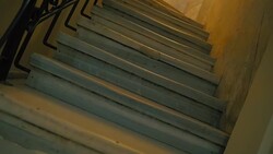 rotating old marble stairs Stock Footage