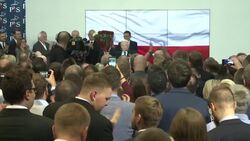 CLEAN : Poland: Law and Justice party celebrate as polls show victory News Clip