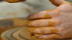 Potter makes a jug Stock Footage