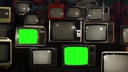 1980S Tvs With Green Screen. Stock Footage