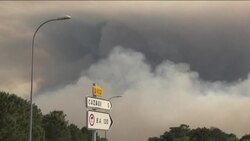 CLEAN : Wildfires in France's Gironde: Police roadblock in direction of evacuated village of Cazaux News Clip