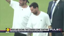 Footballing legend Lionel Messi meets cricket icon Sachin Tendulkar in Wankhede Stadium News Clip