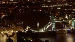 Dolly shot Tower Bridge, London, England in summer Stock Footage