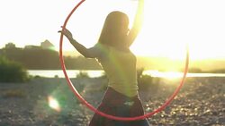girl with Hoop in nature Stock Footage