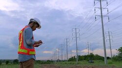 Engineer workers, Evaluation electrical energy, slow motion Stock Footage