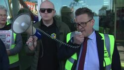 Union leaders addressing P&O protesters in Hull News Clip