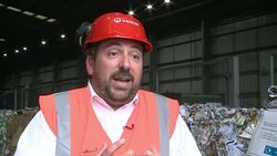 Visitors tour Southwark Integrated Waste Management Facility Stock Footage