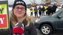 Public employees hit the streets to send message on private highways, with provincial budget around the corner News Clip