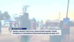 Israel music festival terror attack survivors share with New City congregation their Oct. 7 experience News Clip