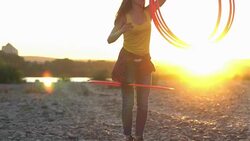 girl with Hoop in nature Stock Footage