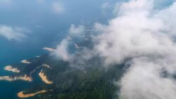 Aerial View Of The Island In Fog Stock Footage