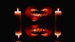 Pumpkin and candles. Halloween. Stock Footage