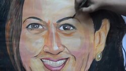 CLEAN : Indian art teacher paints congratulatory message for Kamala Harris News Clip
