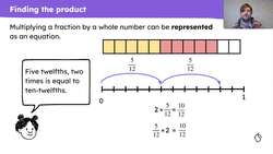 Multiply a proper fraction by a whole number where the product is within a whole Instructional Video