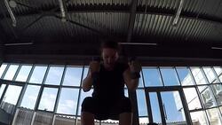 Overweight lady trying to train doing sport clumsy newbie in fitness world Stock Footage