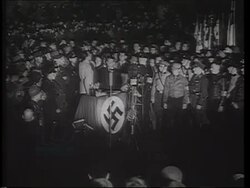 Joseph Goebbels speech at a book burning in Berlin, May 1933 Stock Footage