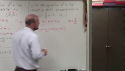 Writing the equation of a line perpendicular to another through a given point Instructional Video
