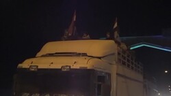 CLEAN : Convoy of Syrian troops arrives in Kobane (2) News Clip